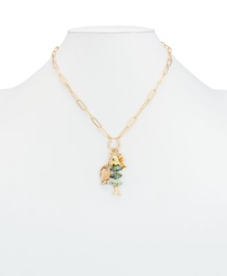 Gold-Tone Plated Charm Dangle Necklace