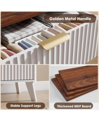 Fluted Dresser for Bedroom with 9 Deep Drawers, 60.6 in Wide Modern Chest of Drawers, Wooden Dresser TV Stand, Curved Profile Design