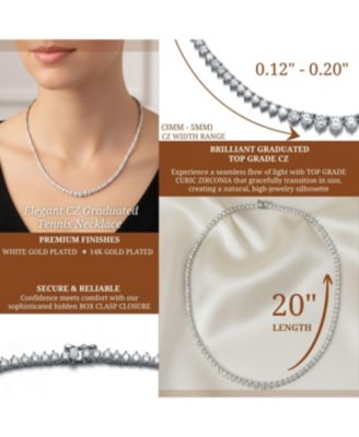 Elegant Cubic Zirconia Graduated Tennis Chain Necklace