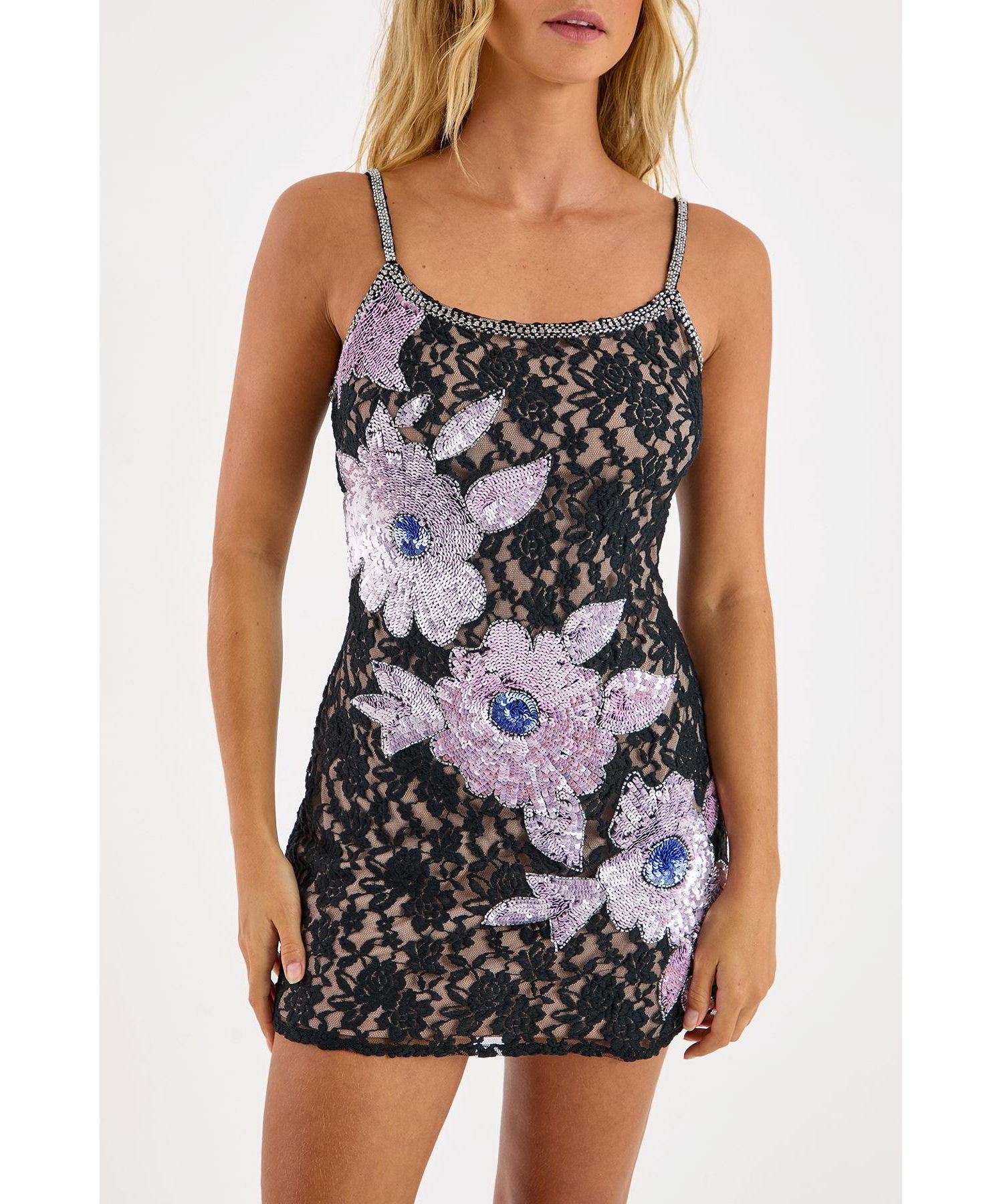 Women's Lace Embellished Mini Dress