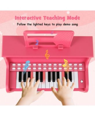 25-Key Kids Piano Keyboard with Stool, Mini Digital Wooden Toy, Adjustable Speed & Volume