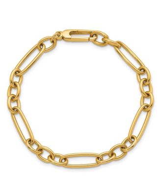 Solid 18k Yellow Gold Italian 7.5 Inch 6.4mm Oval and Paperclip Link Bracelet