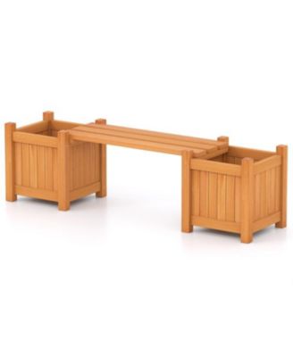 3-in-1 Outdoor Planter Box with Bench and Dual Side Garden Beds