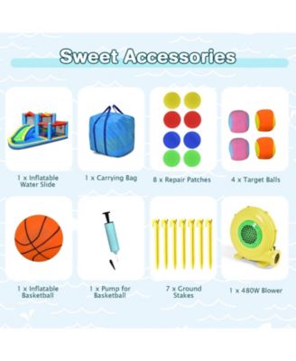 Inflatable Kids Water Slide Bounce Castle with 480W Blower Included