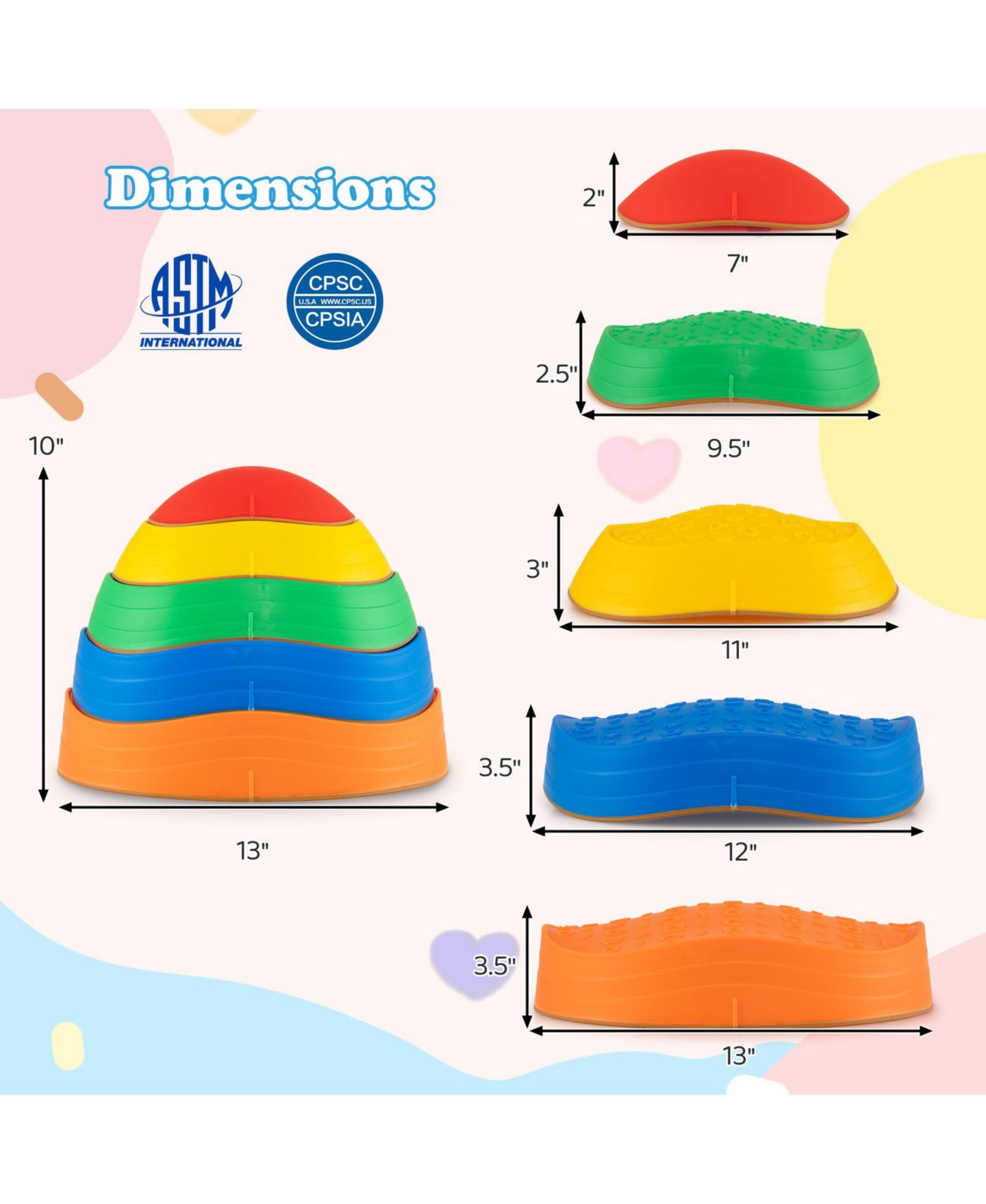 Детские игрушки Mecale 5-Piece Non-Slip Balance Stepping Stones, Ages 3+, цвет: Синий — фото 2