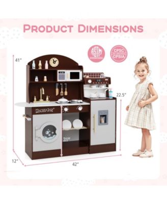 Kids Wooden Kitchen Set with Coffee Maker and Accessories, Play