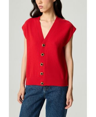 Women's Embellished V-Neck Knit Sweater Vest