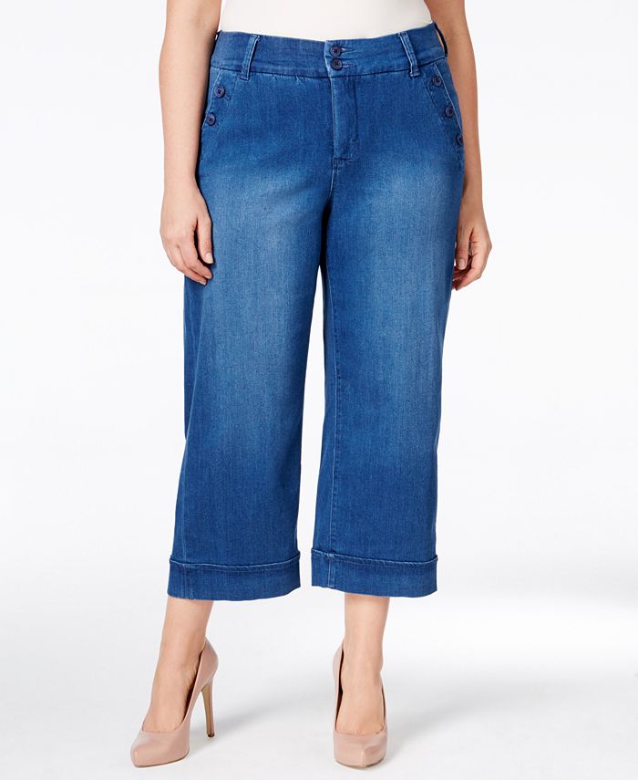 Melissa McCarthy Seven7 Trendy Plus Size Cropped Wide-Leg Jeans ...