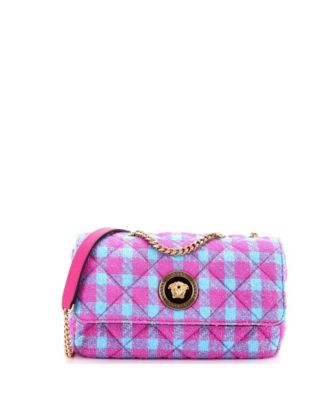 East West Medusa Icon Chain Flap Bag Quilted Tweed
