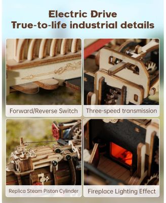 3D Puzzle Adults 469pcs Electric Vintage Car Steam Engine Model Kits, Mechanical Wooden Assembly Puzzles Vehicle DIY Hobbies Christmas Gifts