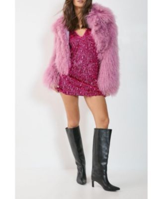 Women's Cluster Sequin Plunge Mini Dress