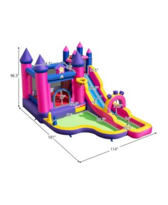 Princess Inflatable Water Slide Bounce Castle with Climbing Wall, 680W Blower Included