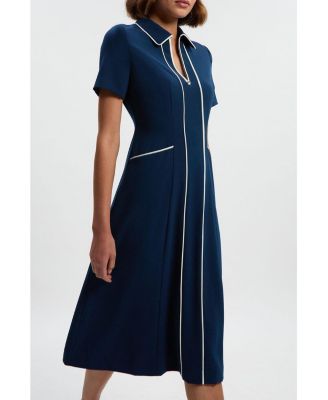 Women's Tailored Zip-Collar Midi Dress