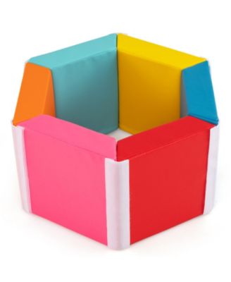 Hexagon Kids Ball Pit with Foam Mat, Detachable PU Covers