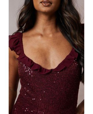 Women's Occasion Sequin Ruffle Midaxi Dress