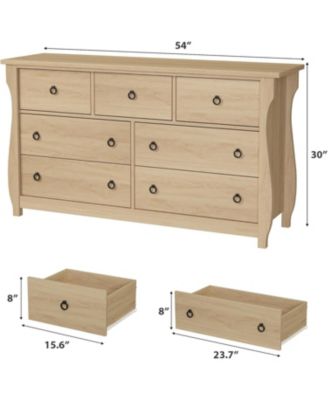 7 Dresser for Bedroom, 54 in Wide Drawer Dresser with Storage Freestanding, Wooden Closet Storage Chest for Living Room, Bedroom, Entryway