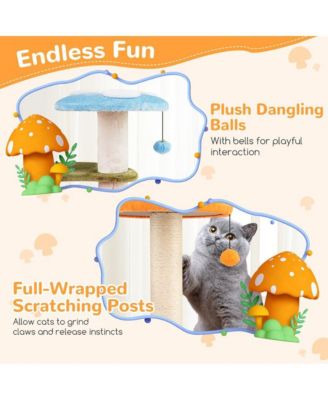 35" Cat Tower with Sisal Scratching Posts, Condo & Padded Platforms, Indoor Cat Tree