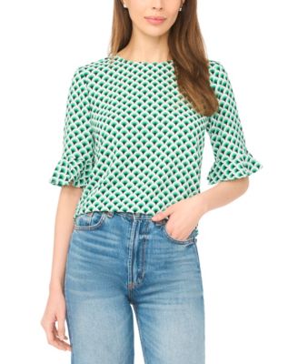 Women's Short-Sleeve Ruffle Cuff Blouse