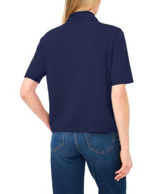 Women's Tie Neck Short-Sleeve Sweater