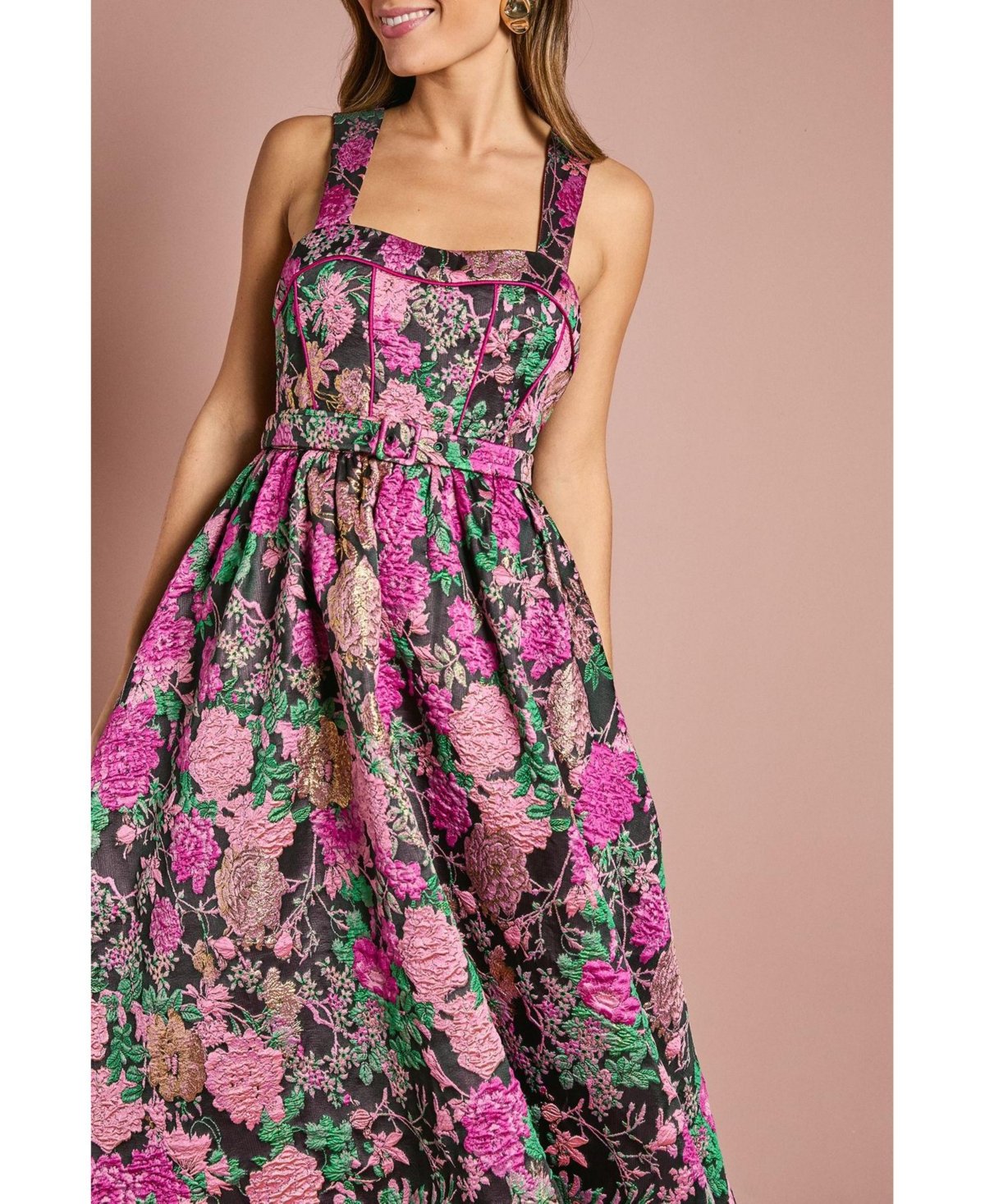 Coast Women's Corset Jacquard Midi Dress