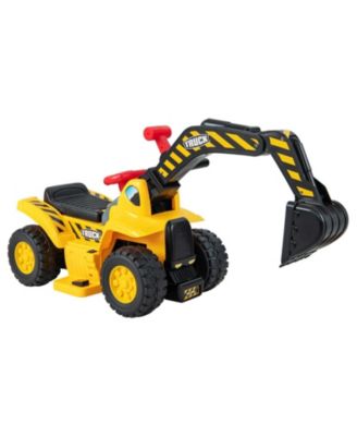 6V Kids Ride On Excavator Fun Digger with Folding Basketball Hoop