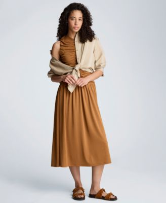 Women's Ruched A-Line Midi Dress