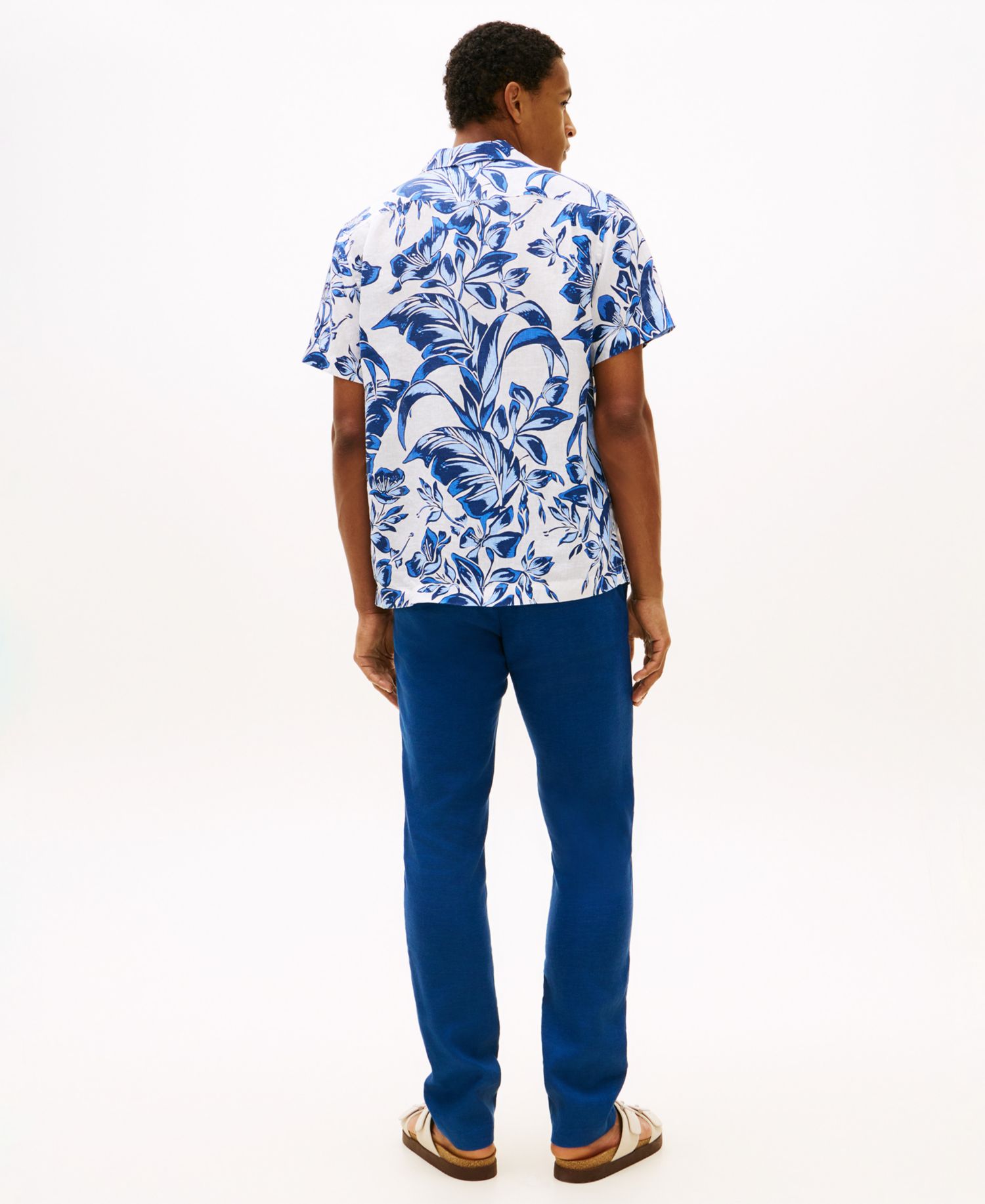 Men's 100% Linen All-Over Floral Short-Sleeve Print Shirt