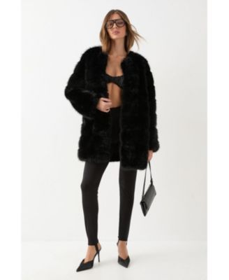 Women's Panelled Faux Fur Coat