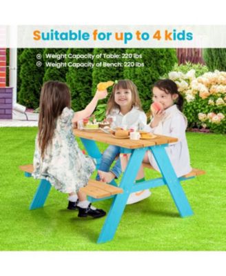 Kids Wooden Picnic Table with Benches for Indoor and Outdoor
