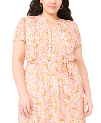 Plus Size Split V-Neck Midi Dress