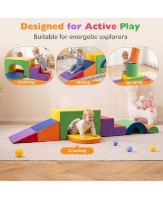 7-Piece PU Leather Toddler Climbing Blocks Set, Soft Foam for Safe Indoor Activity and Motor Skills