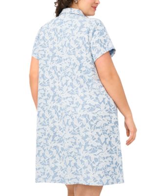 Plus Size Collared Neck Zip-Front Short Dress