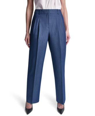 Petite Dressy Straight Fit Denim Trousers