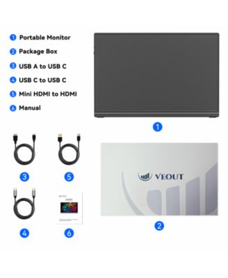 LTMATE 16" Portable 1920×1200P IPS Monitor, USB-C & HDMI, 0.3" Ultra-Slim, with Kickstand for Travel & Office