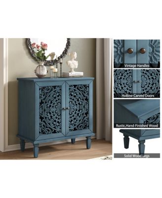 Vintage Carved Accent Cabinet, 2-Door Display Storage Sideboard