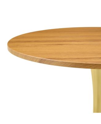 31.5" Faux-Wood Thickened-Top Metal-Pedestal Round Dining Table