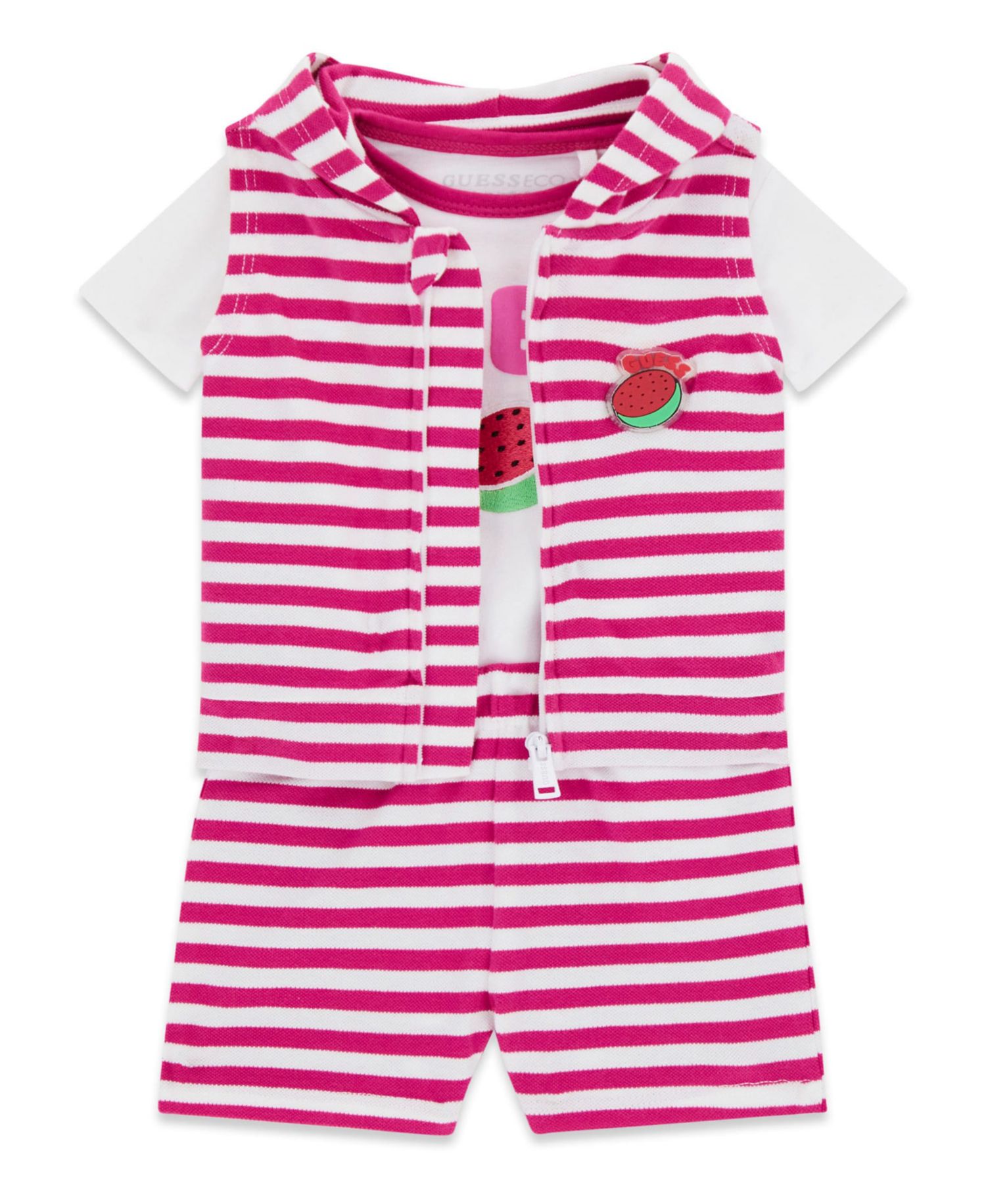 Baby Girls' Hooded Vest, Short-Sleeve Bodysuit, and Shorts, 3-Piece Set