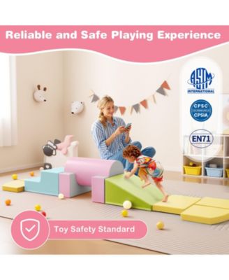 10-Piece Soft Foam Climbing Blocks for Toddlers, PU Leather Covers