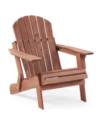 Outdoor Wooden Folding Adirondack Chair with BackRest & SeatBoard, Wood Patio Chair