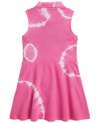 Girls' 2T-6X Tie-Dye Faux-Wrap Mesh Polo Dress