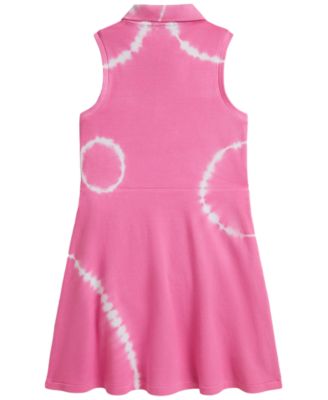 Girls' 7-16 Tie-Dye Faux-Wrap Mesh Polo Dress