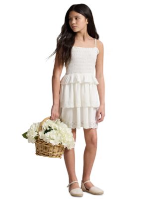 Girls' 7-16 Smocked Cotton Jersey Dress