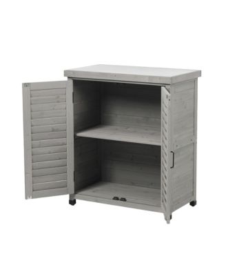 31.5x17x36" Potting Bench with Storage Cabinet and Metal Tabletop