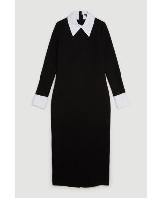 Women's Jersey Cotton Poplin Midi Collar Dress