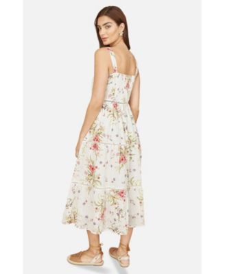 Women's Floral Broderie Anglaise Midi Sun Dress