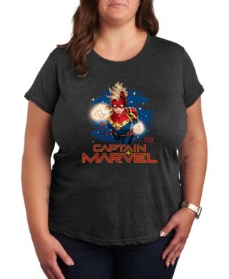 Plus Size Captain Marvel Space Logo Short-Sleeve Graphic T-Shirt