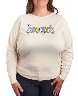 Plus Size Peanuts Snoopy and Siblings Eggs French Terry Long-Sleeve T-Shirt
