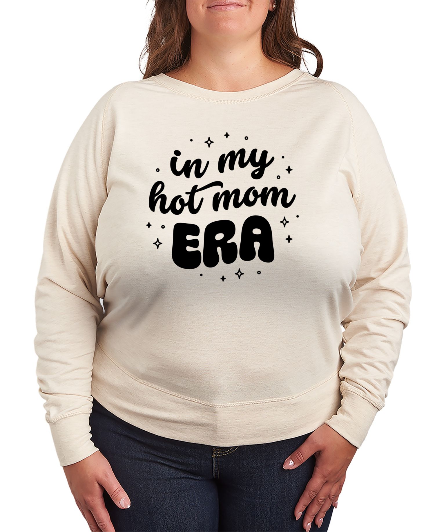 Plus Size Instant Message In My Hot Mom Era French Terry Long-Sleeve T-Shirt