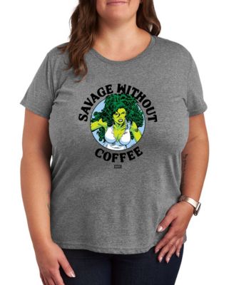 Plus Size She-Hulk Savage without Coffee Short-Sleeve Graphic T-Shirt
