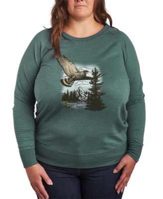 Plus Size Instant Message Hawk Nature French Terry Pullover T-Shirt